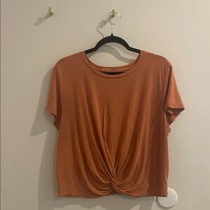 Aerie Real Soft Knot Front Tshirt Size XL Orange